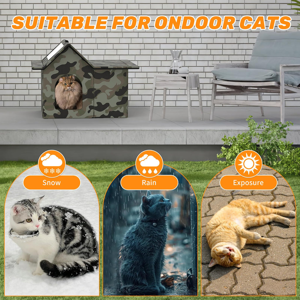 Weatherproof Collapsible Outdoor Cat House with Door and Soft Mat V341