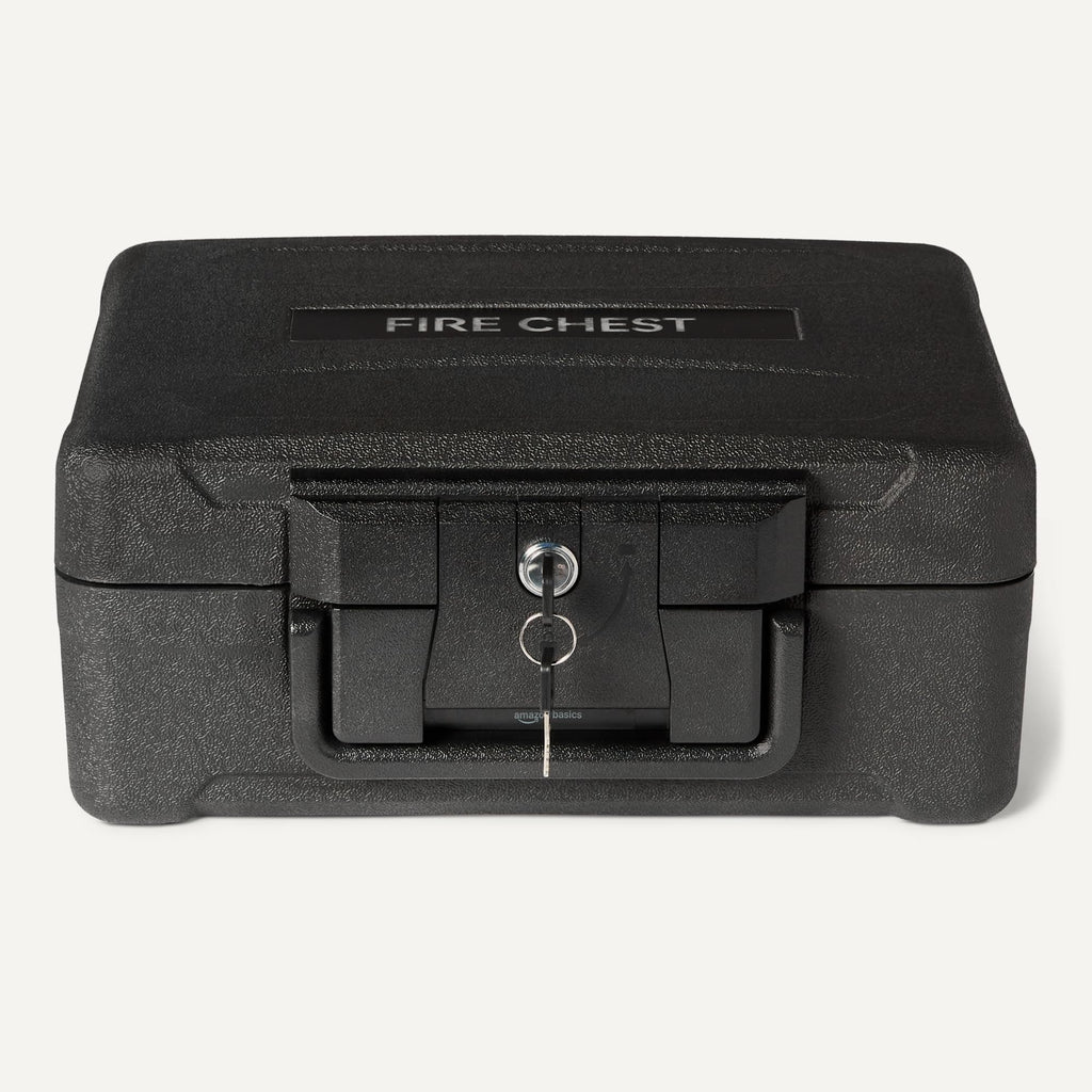 Fire-Resistant Waterproof Fire Chest with Mechanical Key, 0.22 cu. ft, Black Y1891