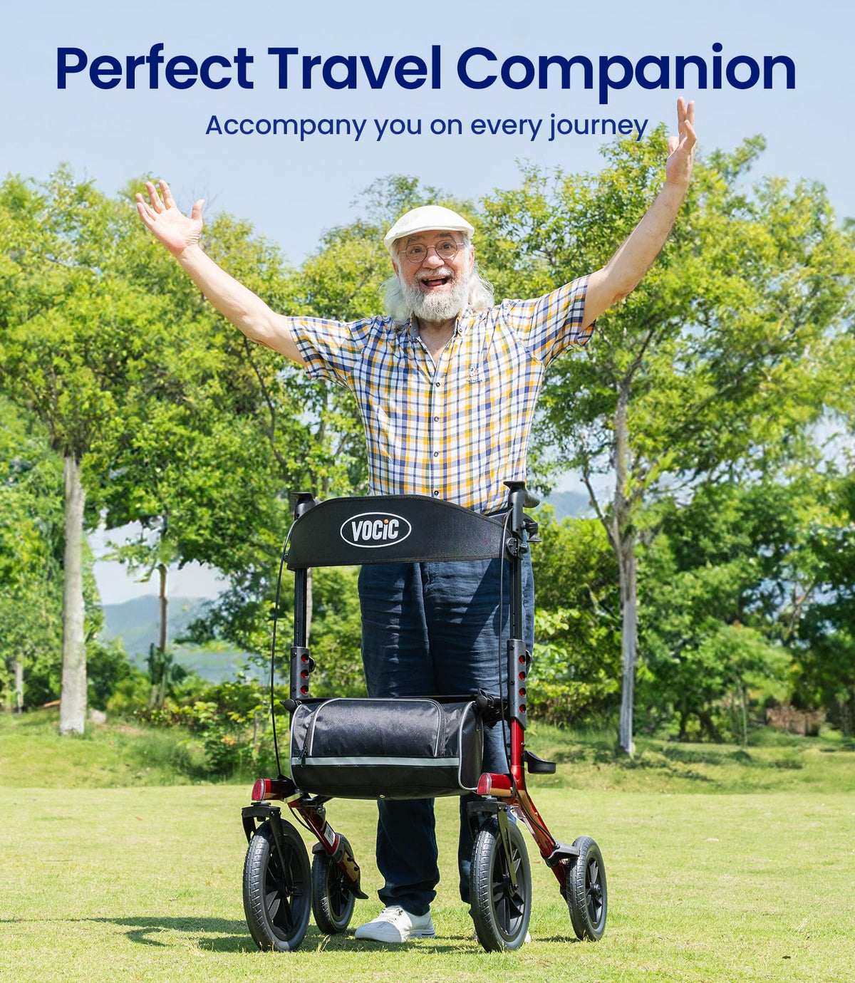 Walkers for Seniors with Seat Outdoor Rollator 12'' All Terrain P771