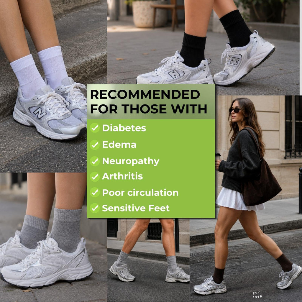 White Bamboo Diabetic Socks Size 6–9 H473900