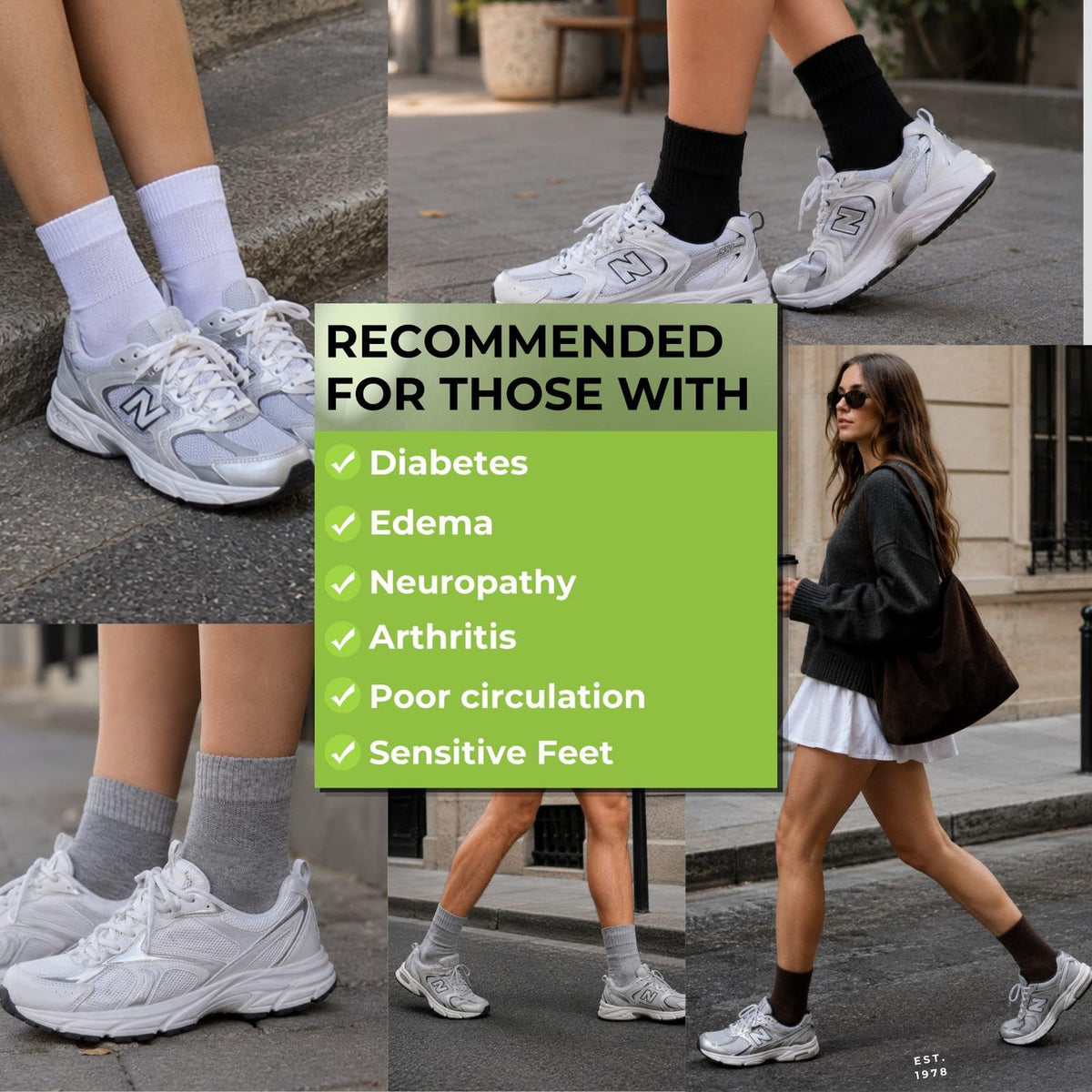 White Bamboo Diabetic Socks Size 6–9 H473900