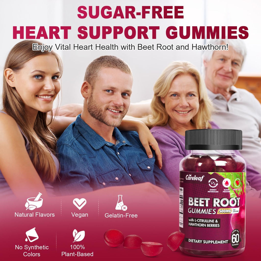 Sugar-Free Vegan Beet Root Gummies with L-Citrulline & Hawthorn Extract, 60 Count X241499