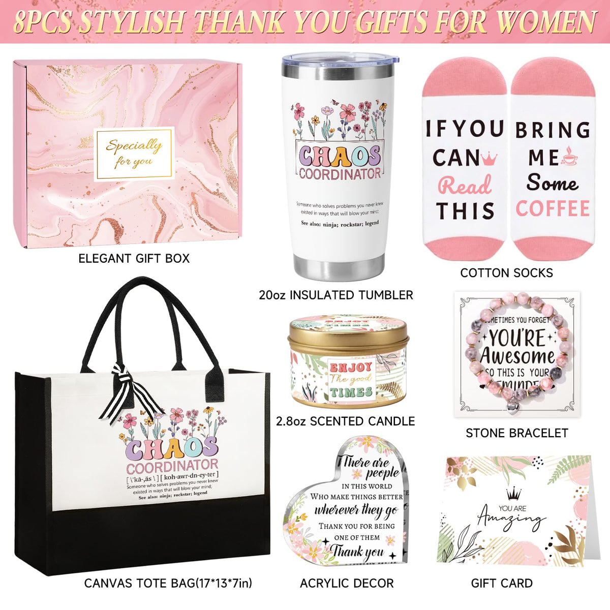 Appreciation Gift Basket with Tumbler Canvas Tote Bag R56507