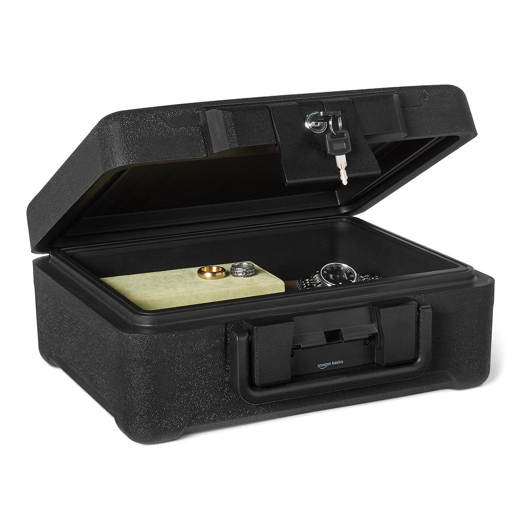 Fire-Resistant Waterproof Fire Chest with Mechanical Key, 0.22 cu. ft, Black Y1891