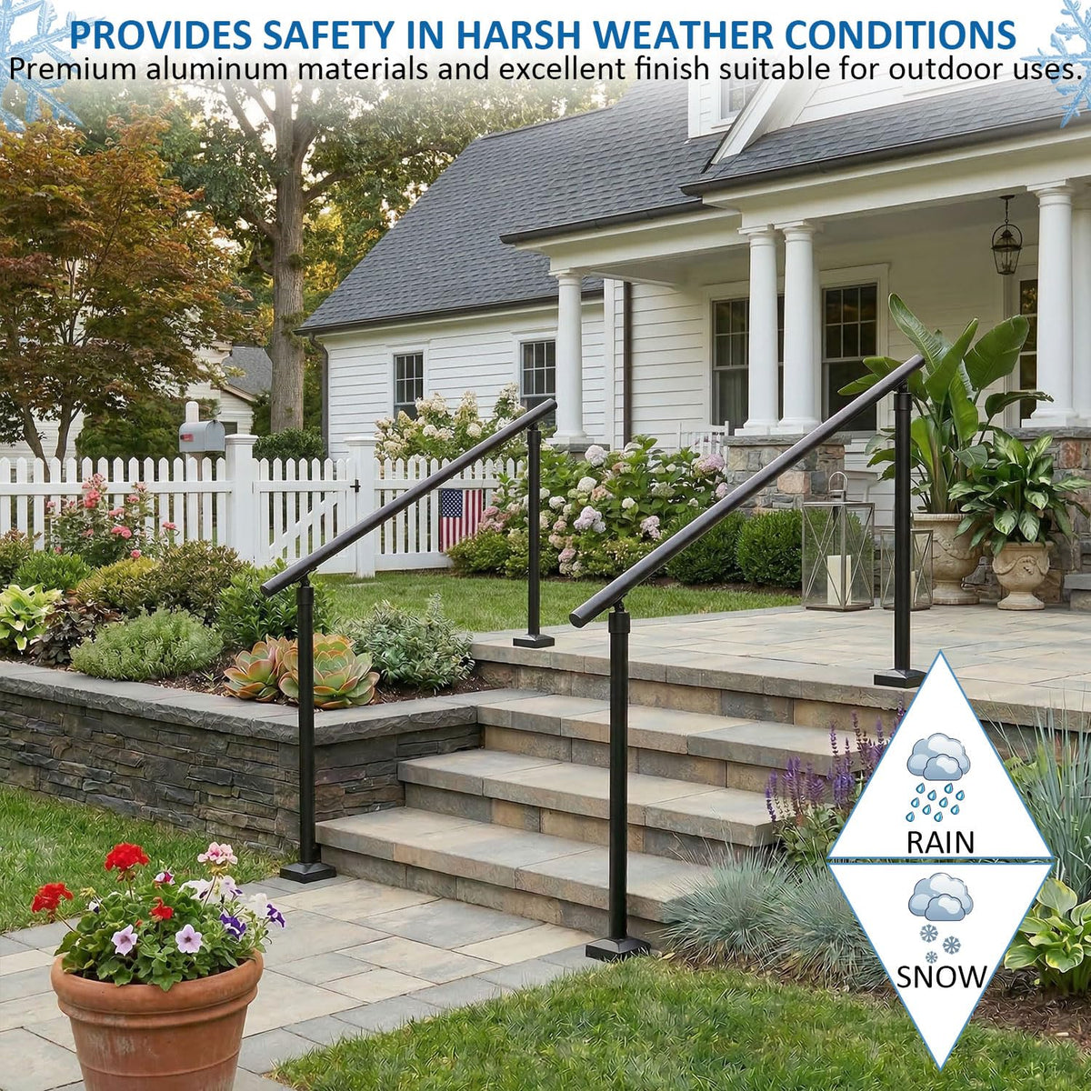 Aluminum Round Handrail for Steps & Stairs, 3ft E83721