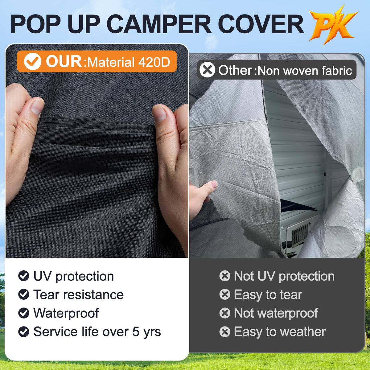 12-14 ft Pop Up Camper Cover 7 Layers Oxford Waterproof V646044