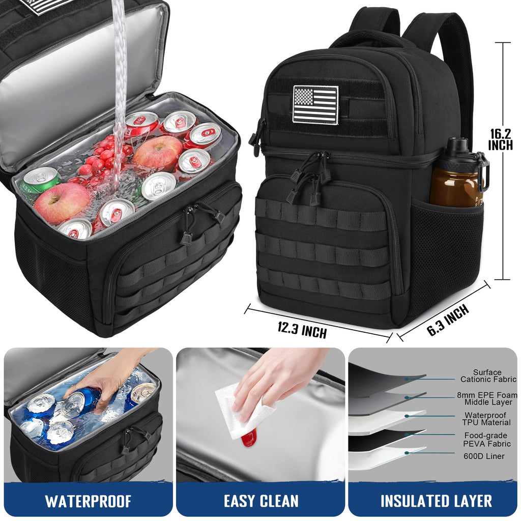 Black Insulated Leakproof Lunch Backpack D50938