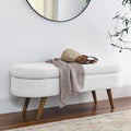 White Storage Bench with Rubber Wood Legs E35000
