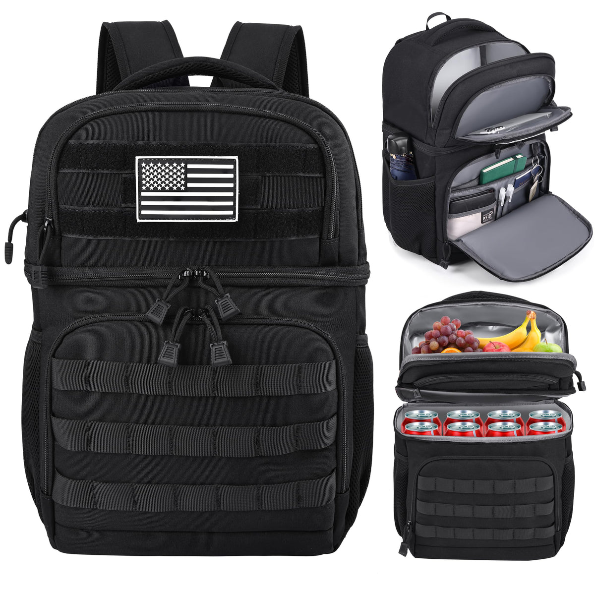 Black Insulated Leakproof Lunch Backpack D50938