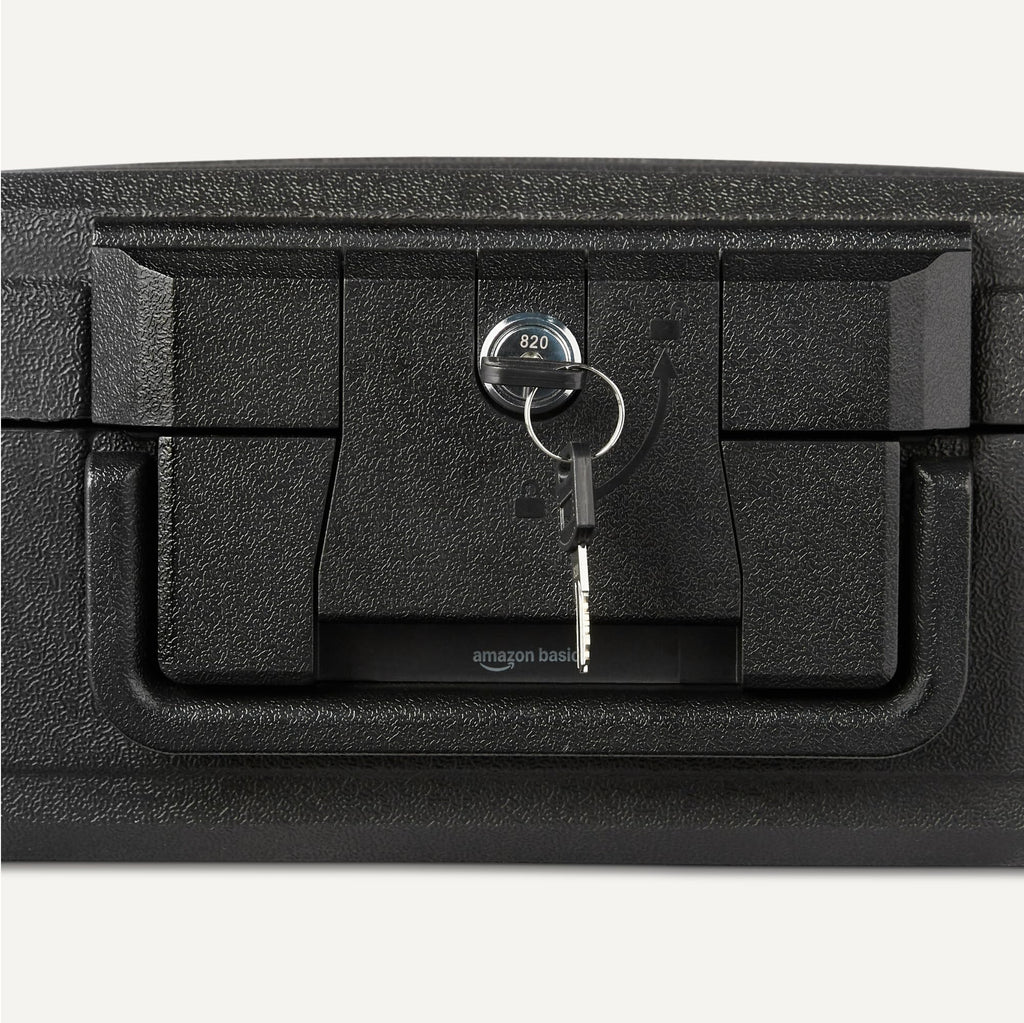 Fire-Resistant Waterproof Fire Chest with Mechanical Key, 0.22 cu. ft, Black Y1891