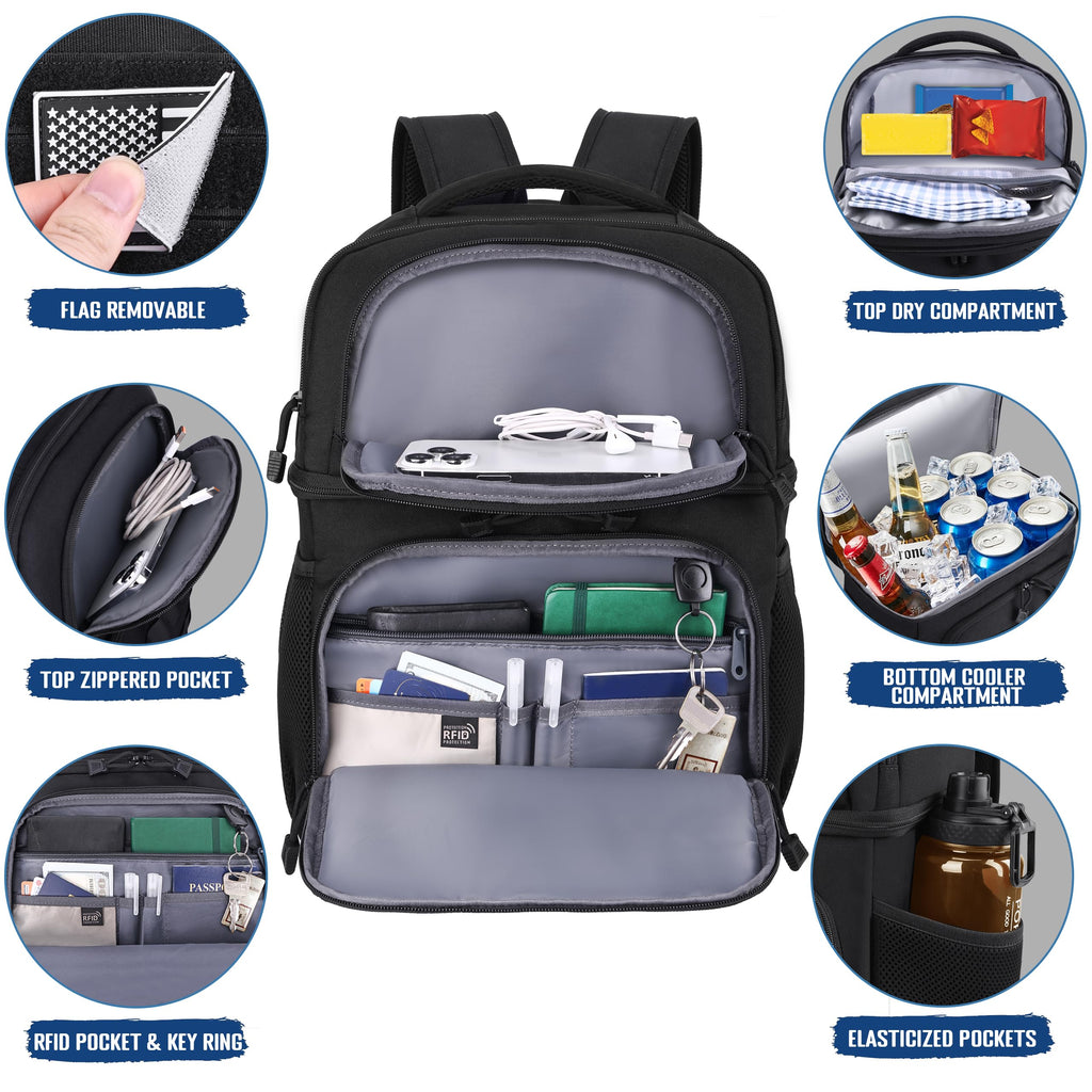 Black Insulated Leakproof Lunch Backpack D50938