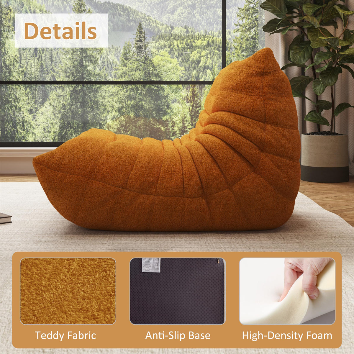 Yellow Memory Foam Bean Bag Chair F8918
