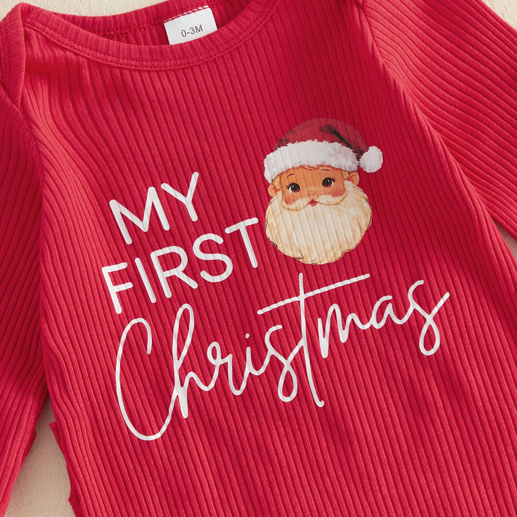 Christmas Baby Girl Long Sleeve Romper Headband A78815